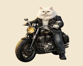 Camiseta divertida de gato persa para motociclistas, regalo para amantes de las motos.