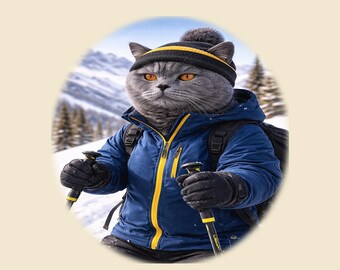 Camiseta de gato esquiador británico de pelo corto: divertida camiseta de gato esquiador, regalo para esquiadores y amantes de los gatos.
