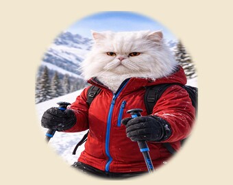 Camiseta de esquí con gato persa: divertida camiseta de esquí para amantes de los gatos.