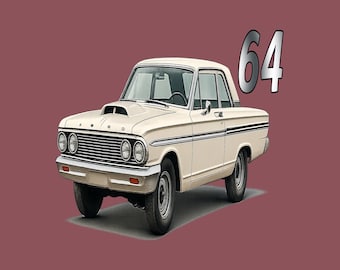 Koszulka z klasycznym amerykańskim samochodem sportowym z 1964 roku