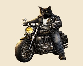 Camiseta Black Cat Biker, regalo para amantes de las motocicletas.