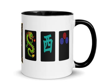 Mah Jongg Gift Mug East Wind Green Dragon Tile Coffee Cup for Players