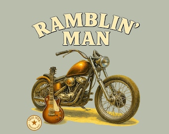 Vintage Bobber Motorcycle Shirt Guitar Biker Gift