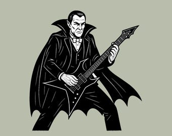 Rock Music Electric Guitar Shirt Vampire Horror Goth Fan