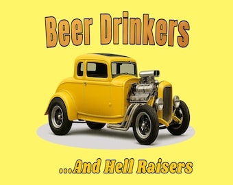 Camiseta Vintage Hot Rod para Bebedores de Cerveja, Rebeldes e Carros Clássicos Personalizados