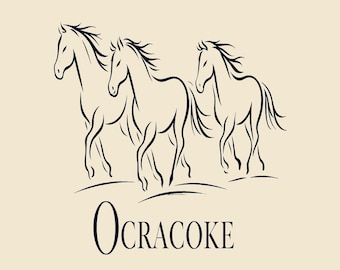 T-shirt vintage chevaux sauvages de l'île d'Ocracoke