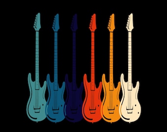 Camiseta de guitarra eléctrica estilo retro, regalo para amantes de la música rock.
