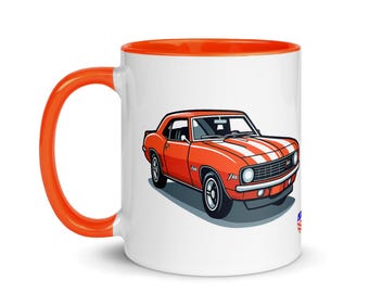 American Muscle Machine - Hotrod classique avec rayures rétro - Cadeau de voiture vintage pour les amateurs de sport et les collectionneurs