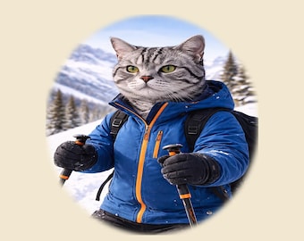 Camiseta de gato esquiador americano de pelo corto / Divertida camiseta de gato esquiador, regalo para esquiadores y amantes de los gatos