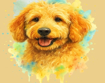 Maglietta Goldendoodle: regalo per gli amanti dei cani con stampa acquerello