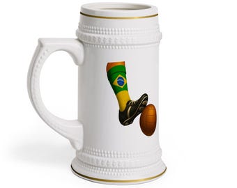 Brazil Football Beer Stein Soccer Fan Mug Brazil Flag Pub Gift