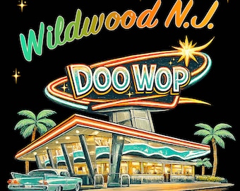 Camiseta Wildwood NJ Doo Wop Arquitectura Jersey Shore Vintage