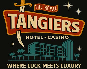 Tangiers Casino Las Vegas Vintage 1961 Retro Hotel T-Shirt Neon Sign Tee