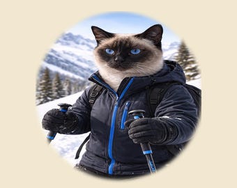 Camiseta de gato esquiador siamés: divertida camiseta de gato esquiador, regalo para esquiadores y amantes de los gatos.