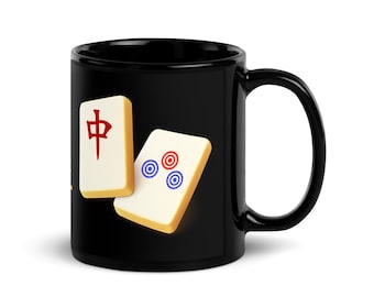 Taza de regalo para jugadores de Mahjong con diseño de azulejos del viento oriental.