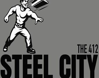 Pittsburgh steelworker shirt, 412 fan apparel, Retro industrial design