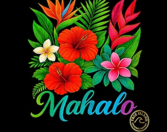 Mahalo Tropisk Blommig Grafisk T-shirt Hawaii Hibiscus Unisex-tröja