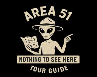 Koszulka przewodnika po Strefie 51 z zabawnym motywem kosmity UFO i Roswell