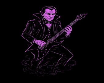 Guitar Playing Vampire Shirt Rock Music, Goth, Horror, Metal Gift