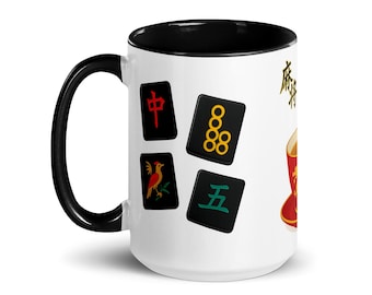 Taza de regalo Mah Jongg, taza de café con azulejos de dragón para jugadores de Mahjongsp