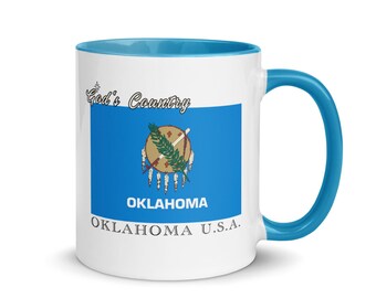 Oklahoma State Flag Coffee Mug with Blue Accent – Pride Cup