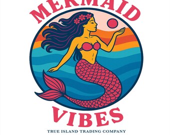 Mermaid Vibes Graphic V-Neck Tee Retro Ocean Women's Shirt