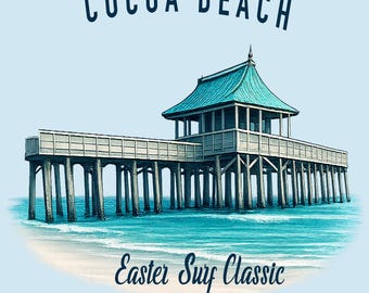 Camiseta clásica vintage del muelle de Cocoa Beach, recuerdo de viaje de surf de Florida.