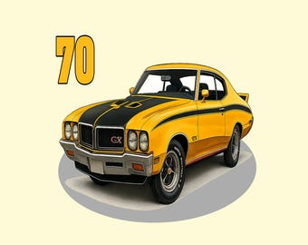 Koszulka z 1970 roku dla faceta z klasycznym amerykańskim samochodem Muscle Car.
