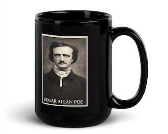Taza de Edgar Allan Poe, literatura gótica, estilo Dark Academia, taza de café, regalo para amantes de los libros