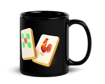 Taza de regalo de Mahjong con ficha de dragón verde, taza de café para jugadores de Mahjong