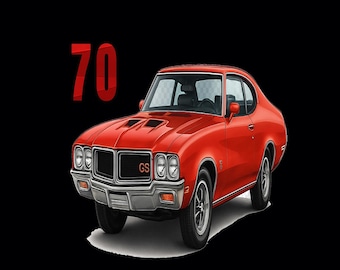Camiseta de coche clásico americano de 1970, regalo perfecto.