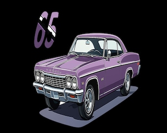 Camiseta de coche clásico americano de 1965, regalo para aficionados a los coches.