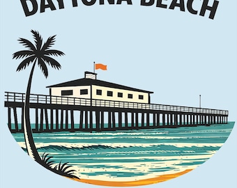 Camiseta vintage de recuerdo de vacaciones del muelle de Daytona Beach, Florida.