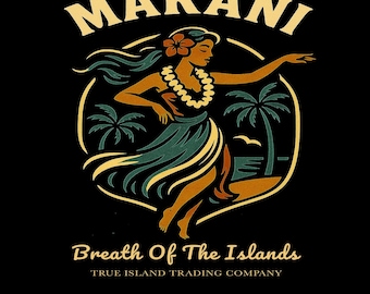 Makani Hula Dancer V-Neck, Wahine Hawaii Comfort Colors Vintage Black Shirt