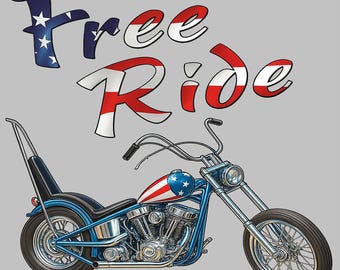 Patriotic Chopper T-Shirt Vintage Motorcycle Tee for Men American Biker Style