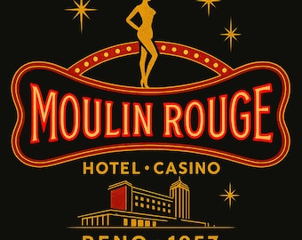 T-shirt vintage Moulin Rouge Casino Las Vegas Reno T-shirt rétro Showgirl Nevada