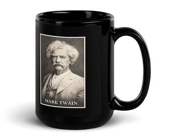 Taza con retrato de Mark Twain, taza de café literaria del autor estadounidense para lectores.