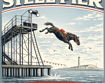 Camiseta Steel Pier de Atlantic City, caballo buceador, recuerdo del paseo marítimo de Nueva Jersey