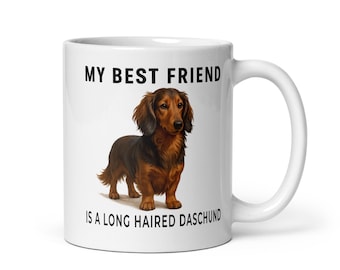 Långhårig tax akvarellmugg – Gåva till hundälskare (313 ml)
