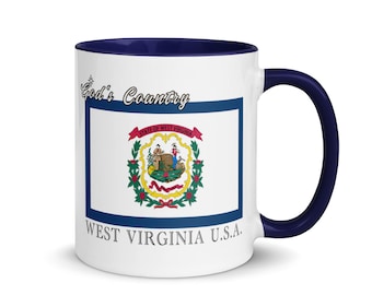 West Virginia State Flag Coffee Mug Blue Accent Almost Heaven State Pride Cup