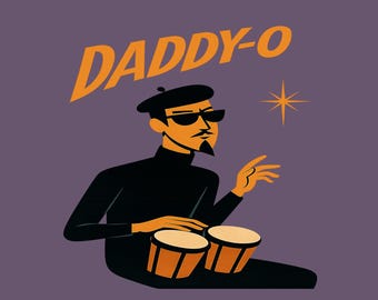 Camiseta Beatnik Retro Jazz Bongo Tee Regalo Moderno de mediados de siglo