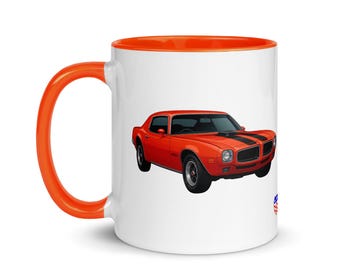 Mug vintage orange Muscle Car - Tasse à café garage rétro