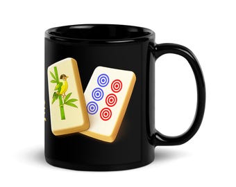 Taza de regalo de Mahjong con ficha de dragón verde, taza de café para jugadores de Mahjong