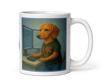 Dachshund Developer Mug – Coding Working Dog Coffee Cup – Software Engineer Gift