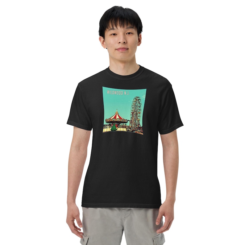 Wildwood NJ Carousel Ferris Wheel Retro T-Shirt Jersey Shore Vintage Tee