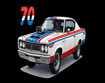 Koszulka z nadrukiem w paski z wyścigów samochodowych z 1970 roku w stylu retro hot rod