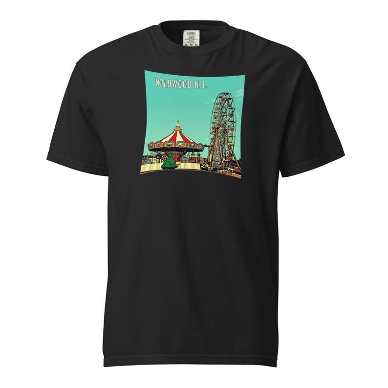 Wildwood NJ Carousel Ferris Wheel Retro T-Shirt Jersey Shore Vintage Tee