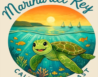 Marina del Rey-shirt zeeschildpad Californië strandleven kust oceaan cadeau