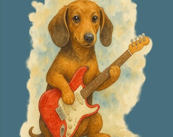 Dackel Gitarren Shirt lustiges Rock Musik Geschenk