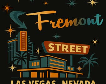 Fremont Street Las Vegas T-shirt rétro Mid-Century Modern néon vintage
